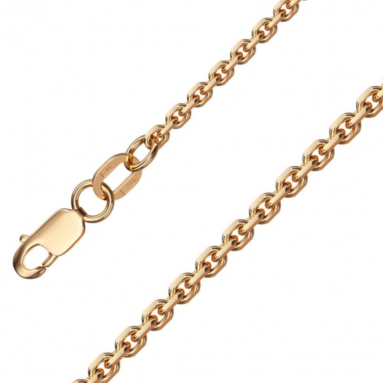 Золотая цепочка 585 на шею, плетение якорное, длина 60 см, цвет красное золото