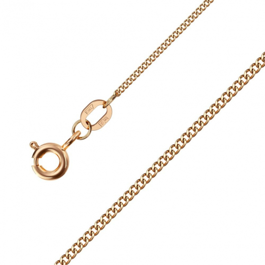 Золотая цепочка 585 на шею, плетение панцирное, длина 45 см, цвет красное золото