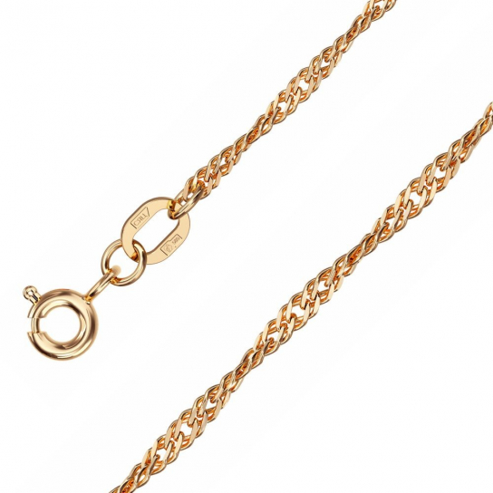 Золотая цепочка 585 на шею, плетение сингапур, длина 55 см, цвет красное золото