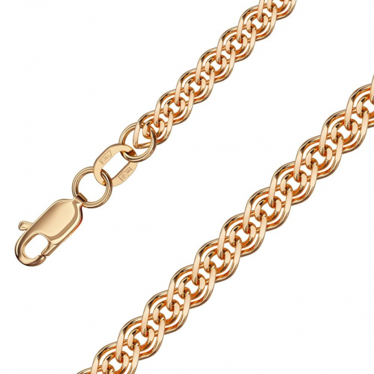 Золотая цепочка 585 на шею, плетение нонна, длина 55 см, цвет красное золото