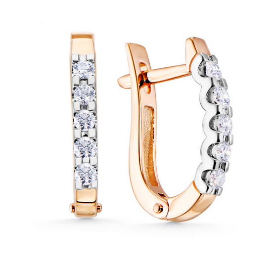 Золотые серьги 585, женские, с бриллиантом