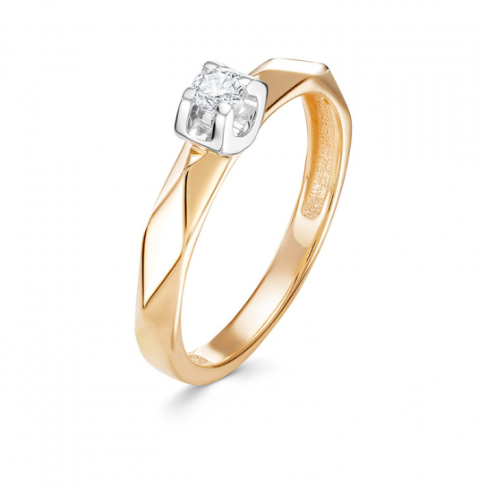 Золотое кольцо 585, женское, с бриллиантом, размер 18