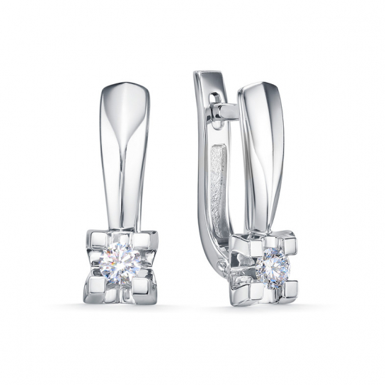 Золотые серьги 585, женские, с бриллиантом