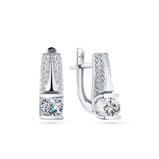 Золотые серьги 585, женские, с фианитом