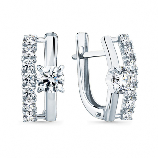 Золотые серьги 585, женские, с фианитом