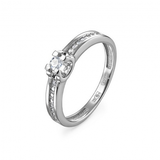 Золотое кольцо 585, женское, с бриллиантом, размер 17.5