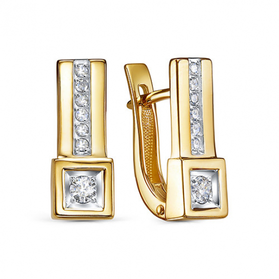 Золотые серьги 585, женские, с бриллиантом