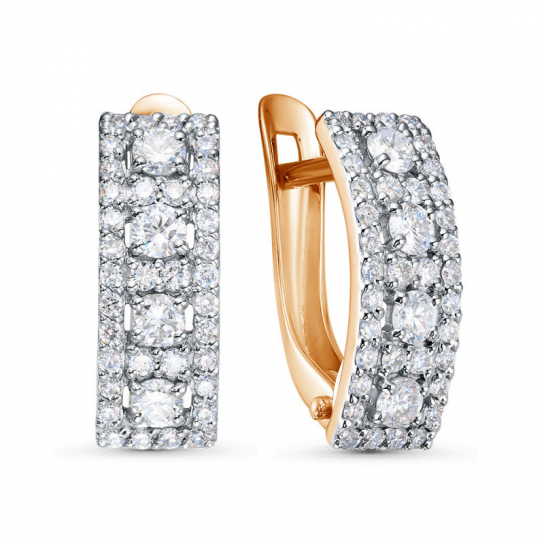 Золотые серьги 585, женские, с бриллиантом