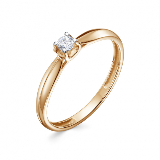 Золотое кольцо 585, женское, с бриллиантом, размер 16.5