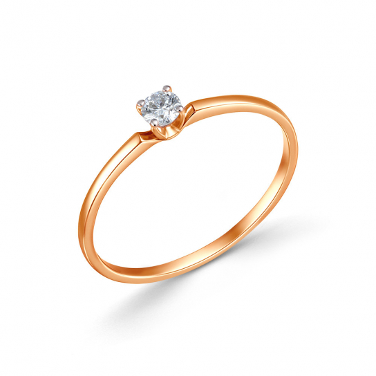 Золотое кольцо 585, женское, с бриллиантом, размер 16