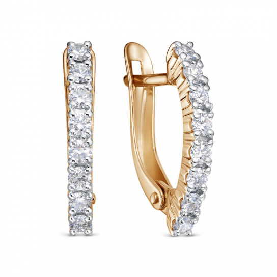 Золотые серьги 585, женские, с бриллиантом