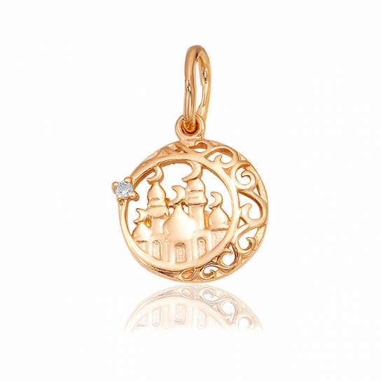 Золотая подвеска 585, с фианитом