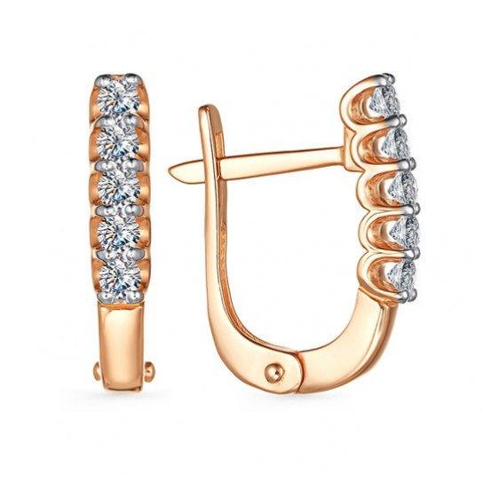 Золотые серьги 585, женские, с фианитом