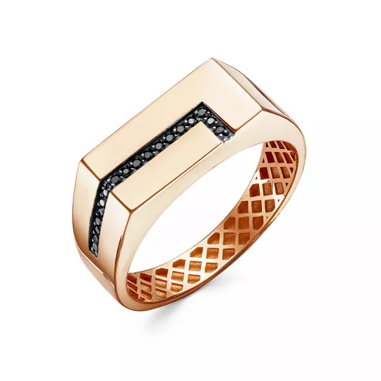 Кольцо-печатка с фианитом из золота