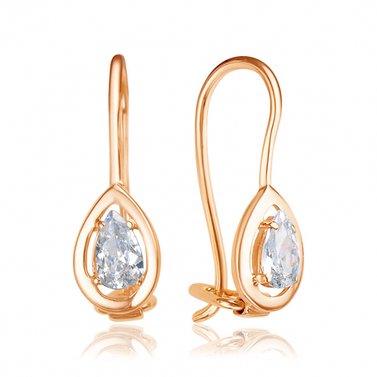 Серьги детские с фианитом из золота