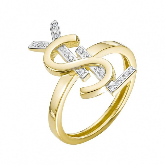 Золотое кольцо 585, женское, с фианитом, размер 17