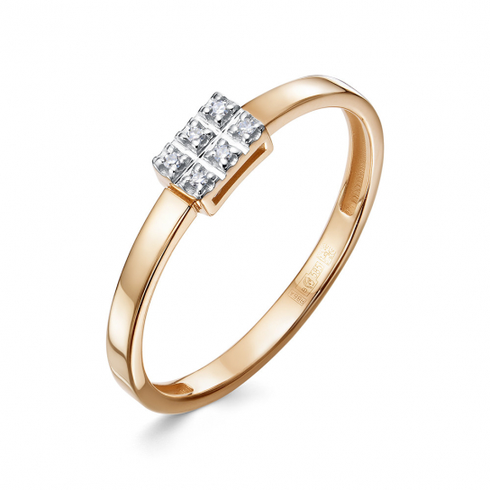 Золотое кольцо 585, женское, с бриллиантом, размер 16