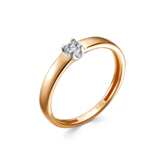 Золотое кольцо 585, с бриллиантом, размер 18.5