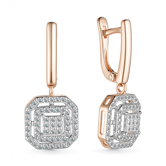 Золотые серьги 585, женские, с бриллиантом