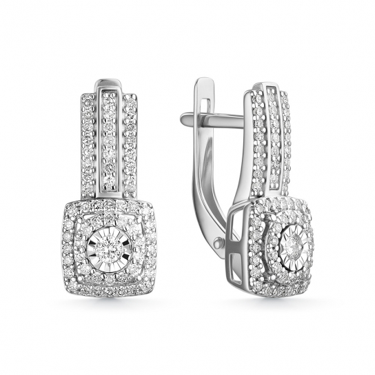 Золотые серьги 585, женские, с бриллиантом