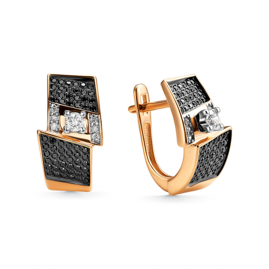 Золотые серьги 585, женские, с бриллиантом