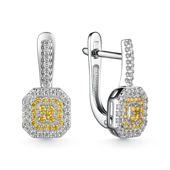 Золотые серьги 585, женские, с бриллиантом