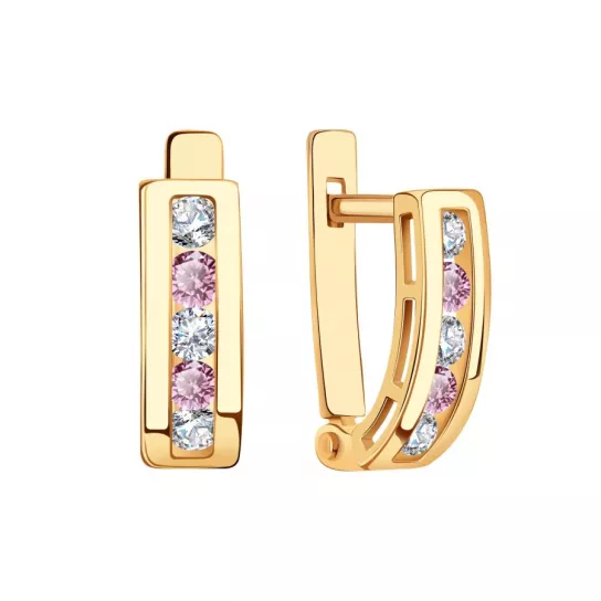 Серьги детские с фианитом из золота