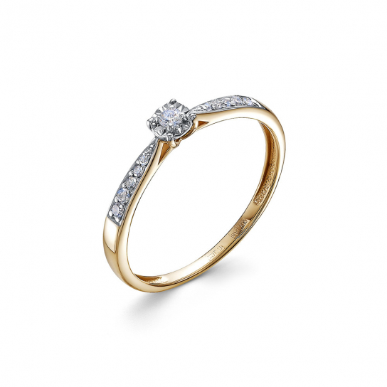 Золотое кольцо 585, женское, с бриллиантом, размер 16