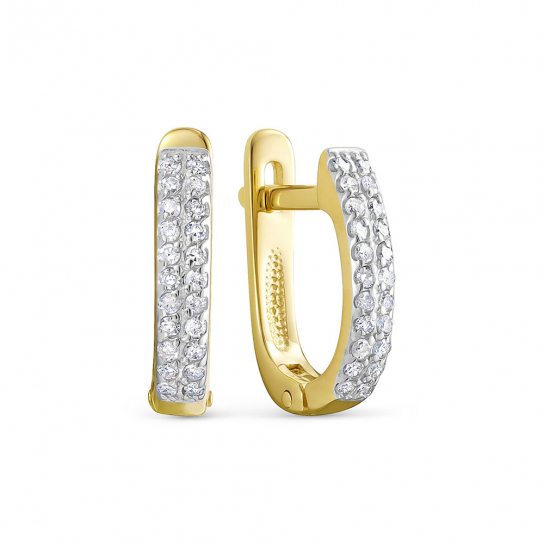 Золотые серьги 585, женские, с бриллиантом