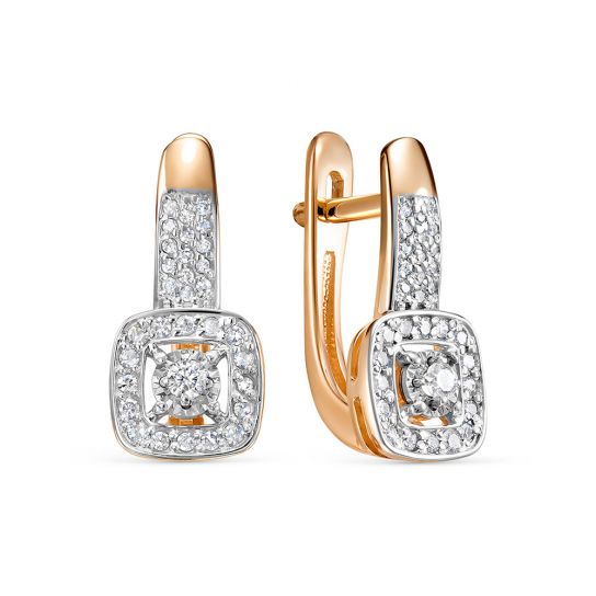 Золотые серьги 585, женские, с бриллиантом