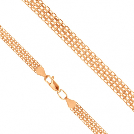 Золотой браслет 585, плетение бисмарк машинный, длина 17 см