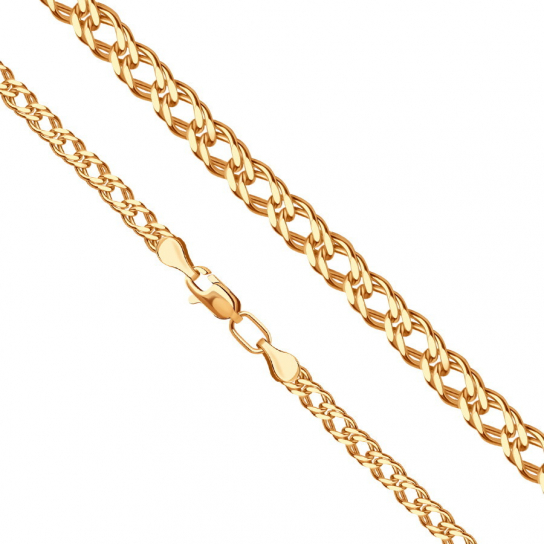 Золотой браслет 585, плетение двойной ромб, длина 20 см