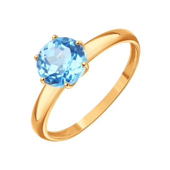 Золотое кольцо 585, женское, с топазом, размер 17.5