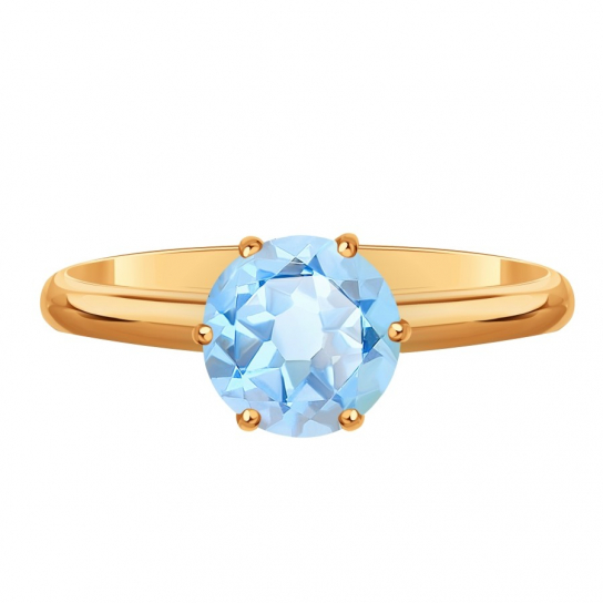 Золотое кольцо 585, женское, с топазом, размер 17.5