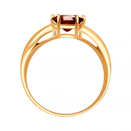 Золотое кольцо 585, женское, с гранатом, размер 17