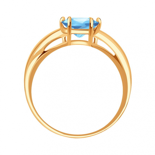 Золотое кольцо 585, женское, с топазом, размер 17.5