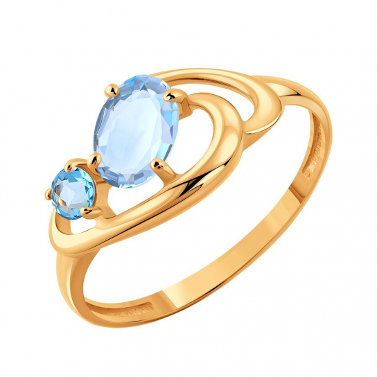 Золотое кольцо 585, женское, с гранатом, размер 17.5