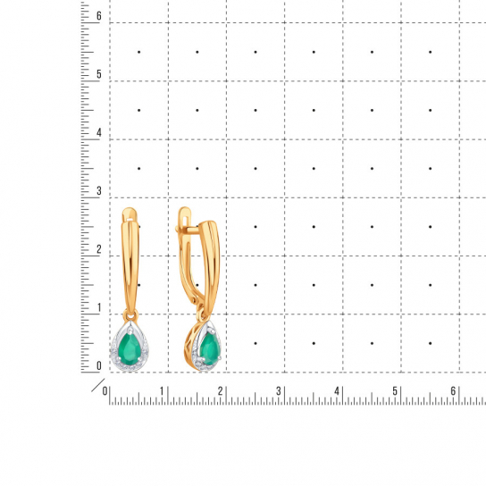 Золотые серьги 585, женские, с агатом и фианитом