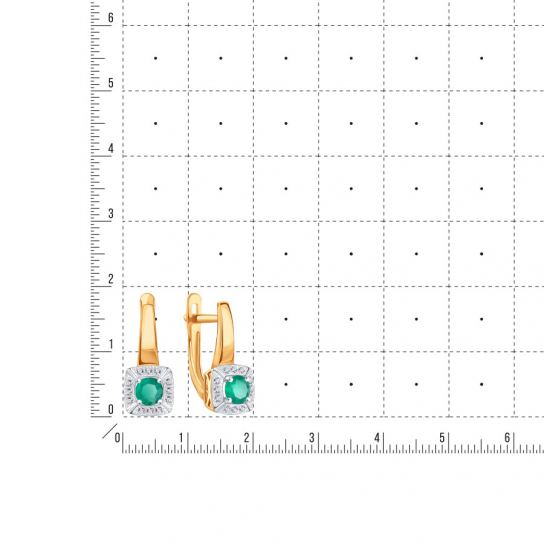Золотые серьги 585, женские, с агатом и фианитом