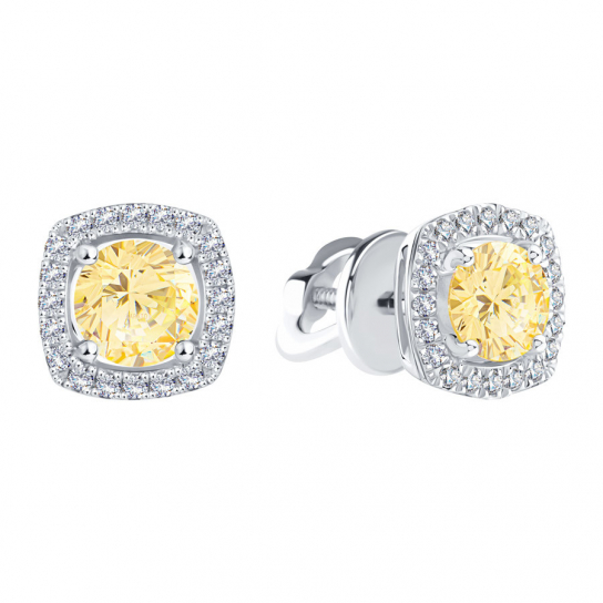 Пусеты с фианитом из золота