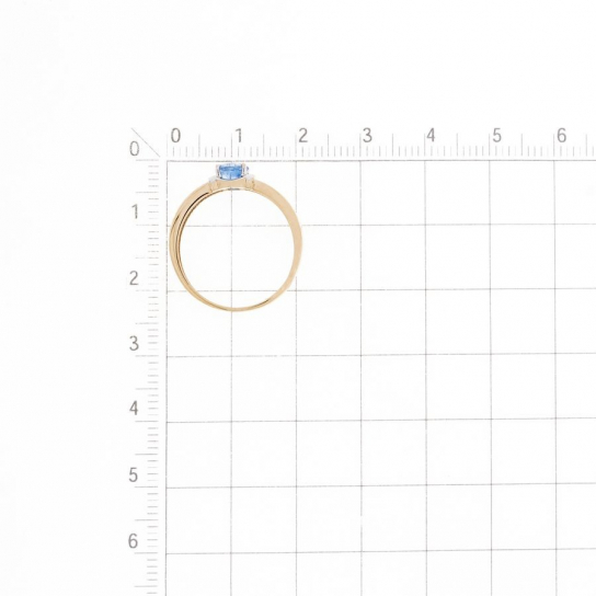 Золотое кольцо 585, женское, с топазом и фианитом, размер 17