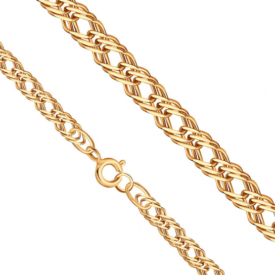 Золотая цепочка 585 на шею, длина 65 см, цвет красное золото