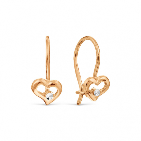 Серьги детские с фианитом из золота