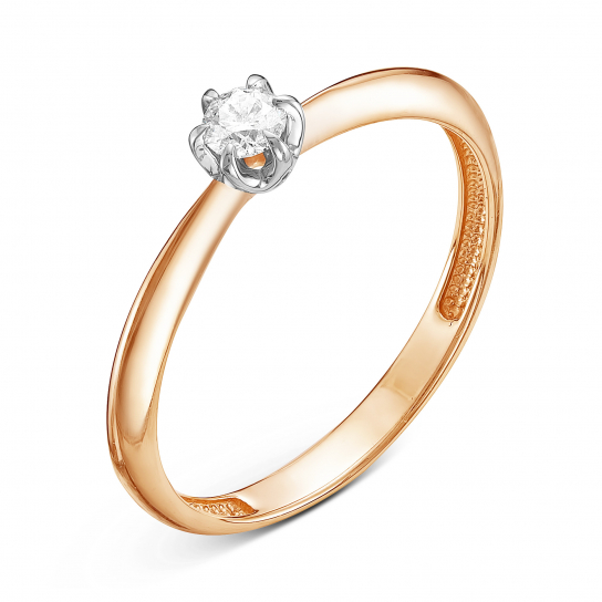 Золотое кольцо 585, с бриллиантом, размер 16.5