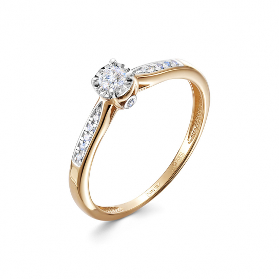 Золотое кольцо 585, с бриллиантом, размер 16