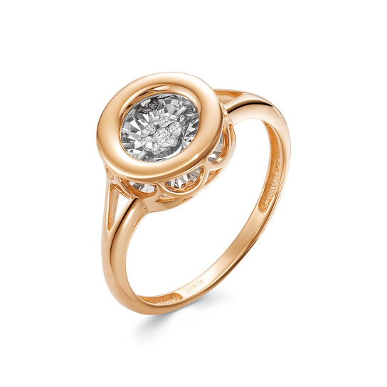 Золотое кольцо 585, женское, с бриллиантом, размер 17.5