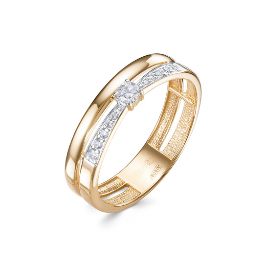 Золотое кольцо 585, женское, с бриллиантом, размер 17