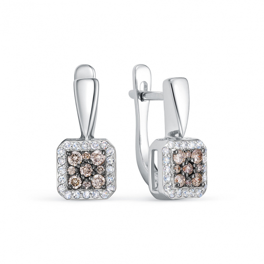 Золотые серьги 585, женские, с бриллиантом