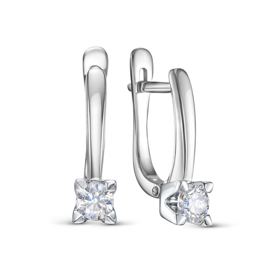 Золотые серьги 585, женские, с бриллиантом