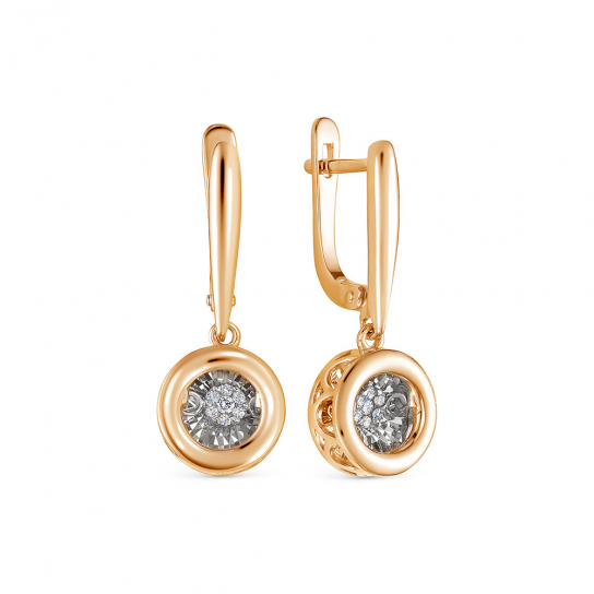 Золотые серьги 585, женские, с бриллиантом